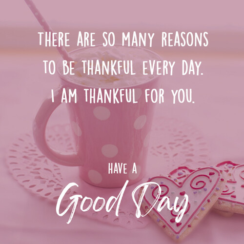 goodday message with coffee mug and cookies